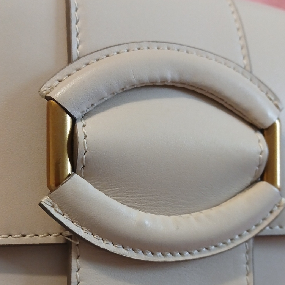 Banana Republic Pale Taupe Leather Circle Crossbody Bag - Picture 8 of 11